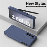 For Samsung Galaxy Z Fold5 5G PC Phone Case Anti-drop Cover with Tempered Glass Screen Film and Stylus