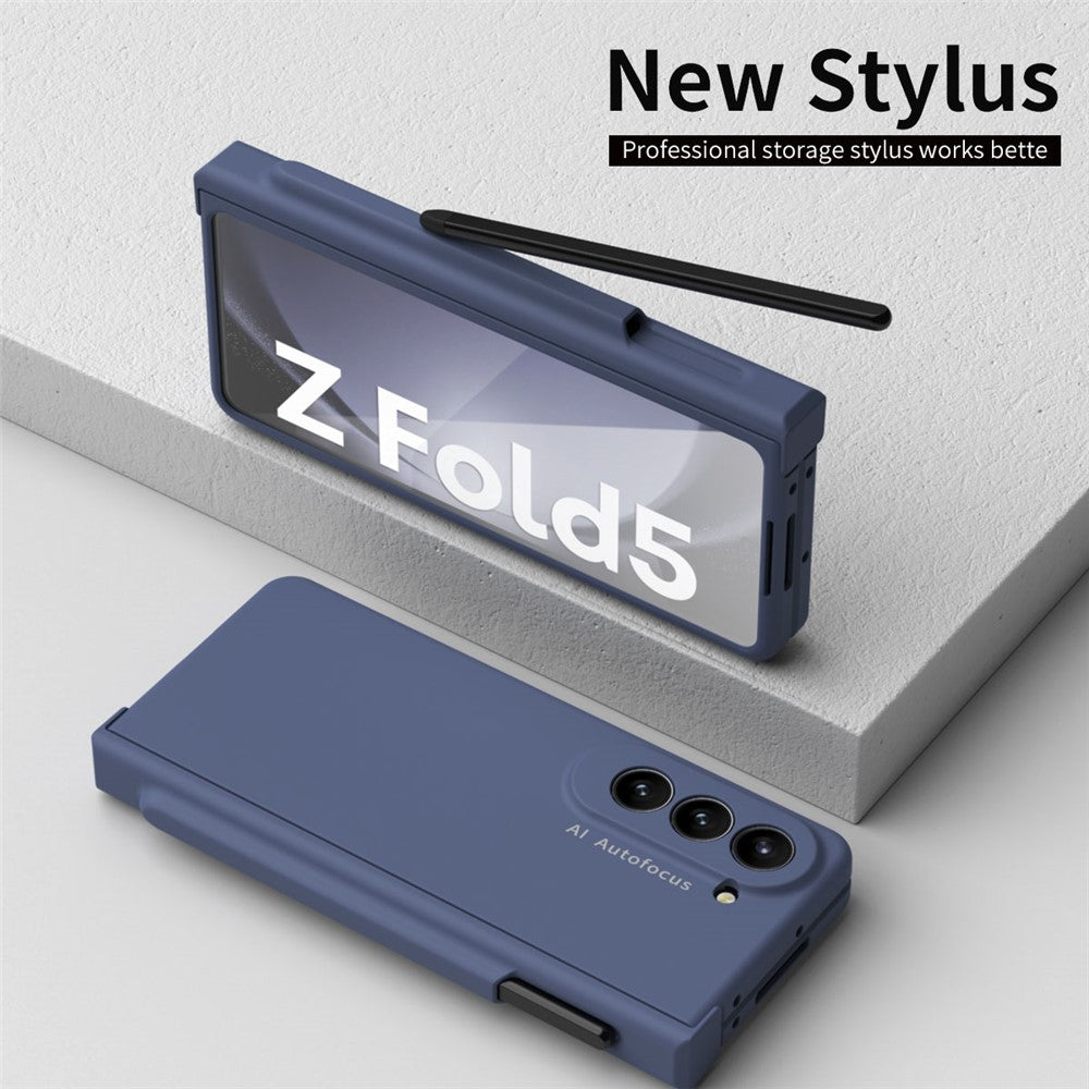 For Samsung Galaxy Z Fold5 5G PC Phone Case Anti-drop Cover with Tempered Glass Screen Film and Stylus