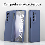 For Samsung Galaxy Z Fold5 5G PC Phone Case Anti-drop Cover with Tempered Glass Screen Film and Stylus