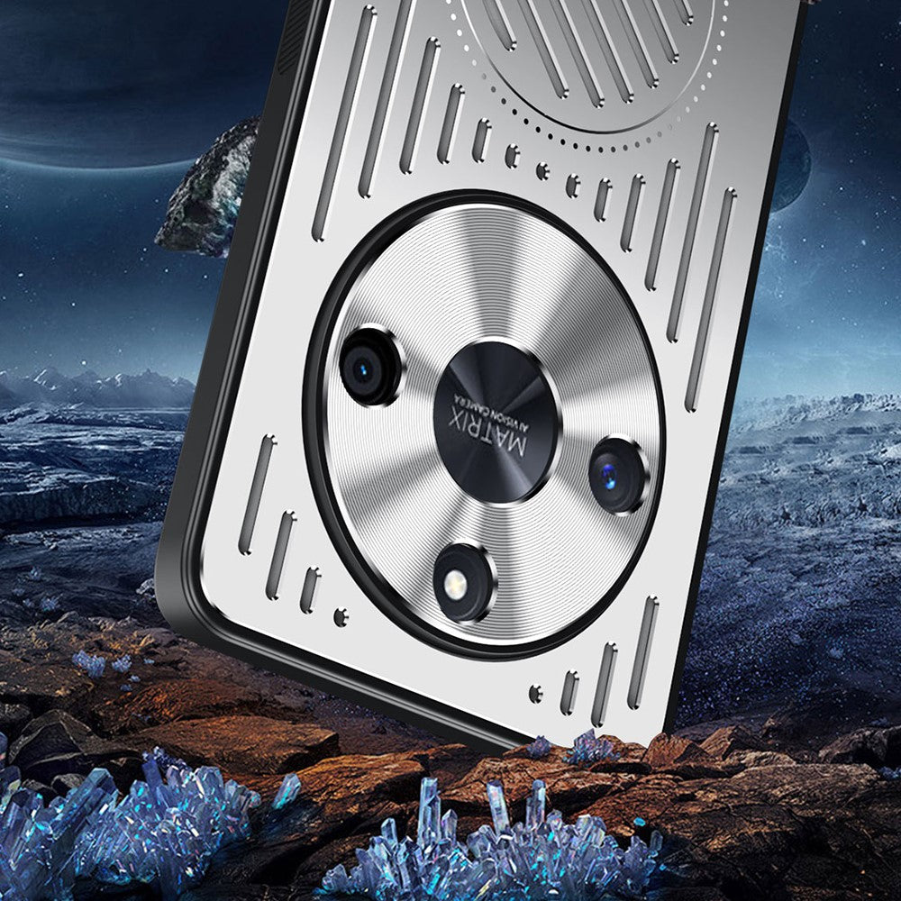 For Honor X50 Hollow Heat Dissipation Phone Back Case TPU+Aluminum Alloy Cover