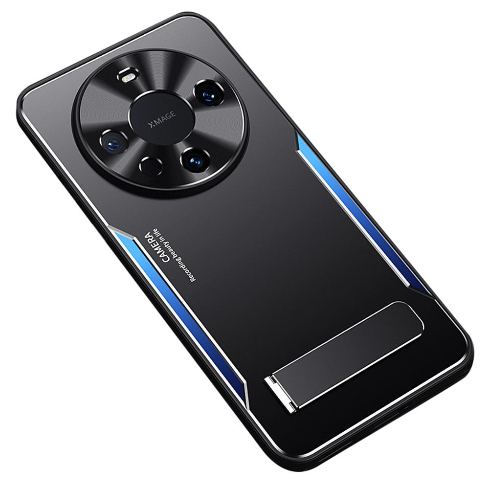 For Huawei Mate 60 Kickstand Phone Case Aluminum Alloy + TPU Shockproof Protective Cover