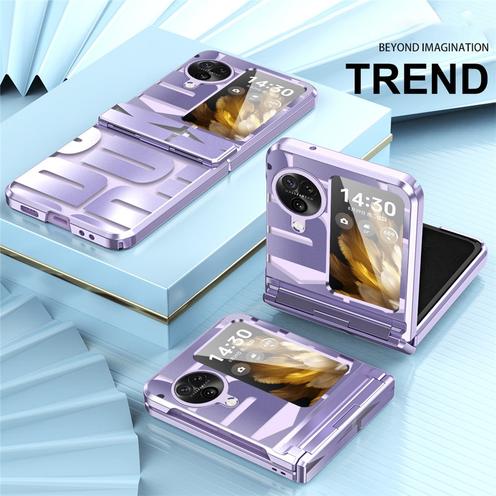For Oppo Find N3 Flip 5G Electroplating Folding Phone Case Hard PC Phone Cover with Hinge Protection