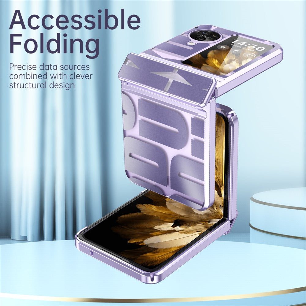 For Oppo Find N3 Flip 5G Electroplating Folding Phone Case Hard PC Phone Cover with Hinge Protection