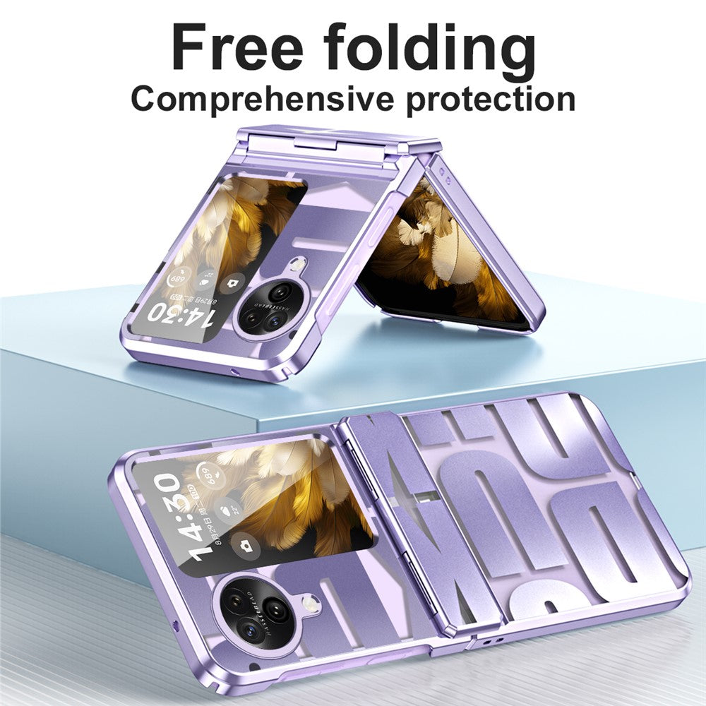 For Oppo Find N3 Flip 5G Electroplating Folding Phone Case Hard PC Phone Cover with Hinge Protection