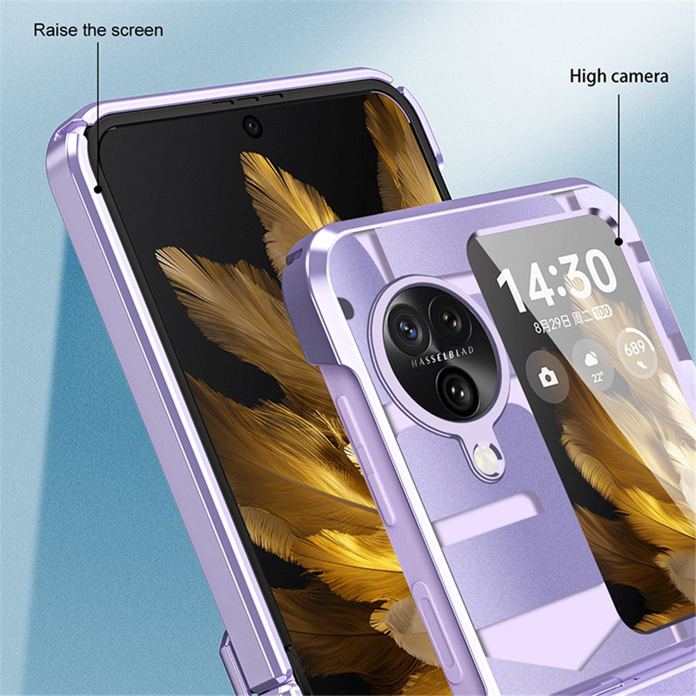 For Oppo Find N3 Flip 5G Electroplating Folding Phone Case Hard PC Phone Cover with Hinge Protection