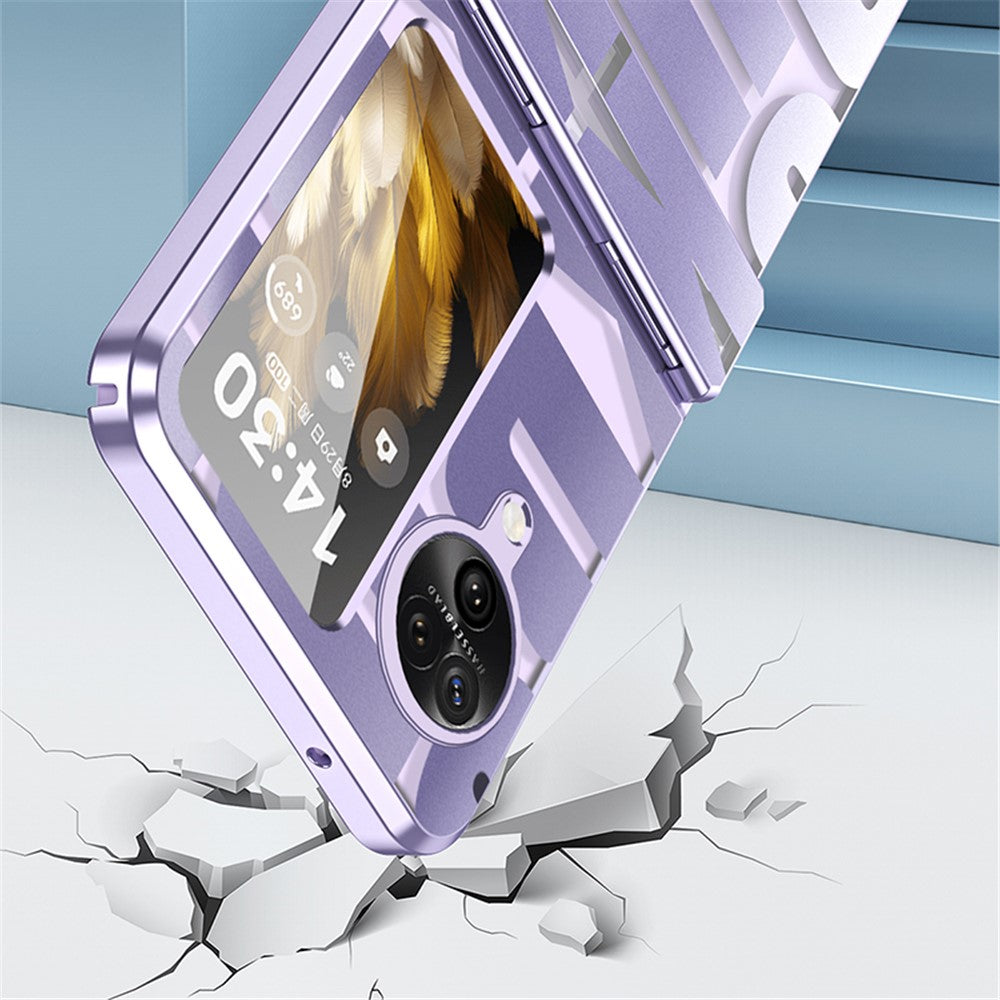 For Oppo Find N3 Flip 5G Electroplating Folding Phone Case Hard PC Phone Cover with Hinge Protection