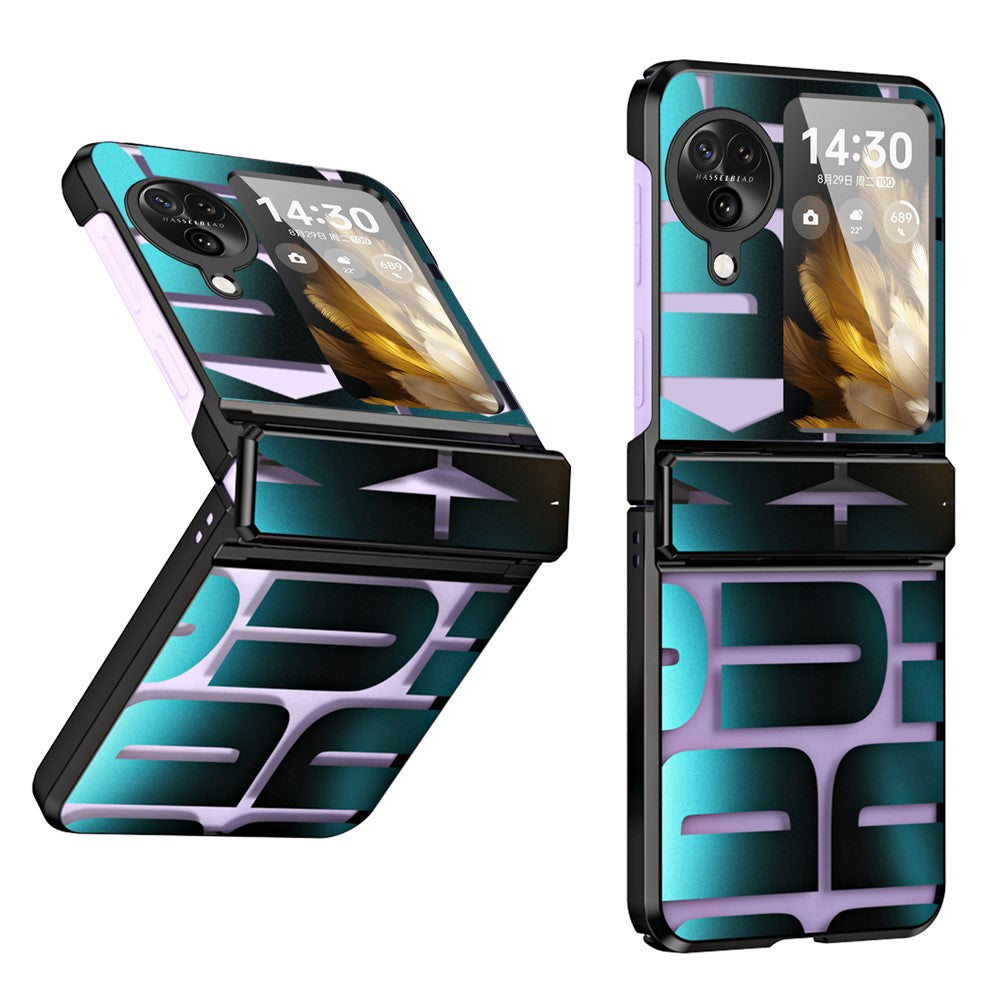 For Oppo Find N3 Flip 5G Electroplating Folding Phone Case Hard PC Phone Cover with Hinge Protection