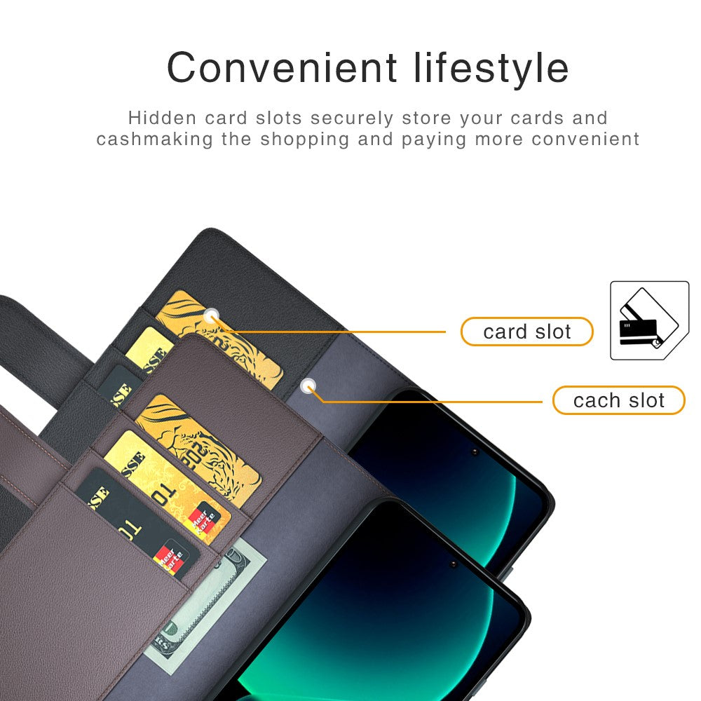 For Xiaomi 13T / 13T Pro / Redmi K60 Ultra Case Genuine Split Leather Phone Cover with Wallet Stand