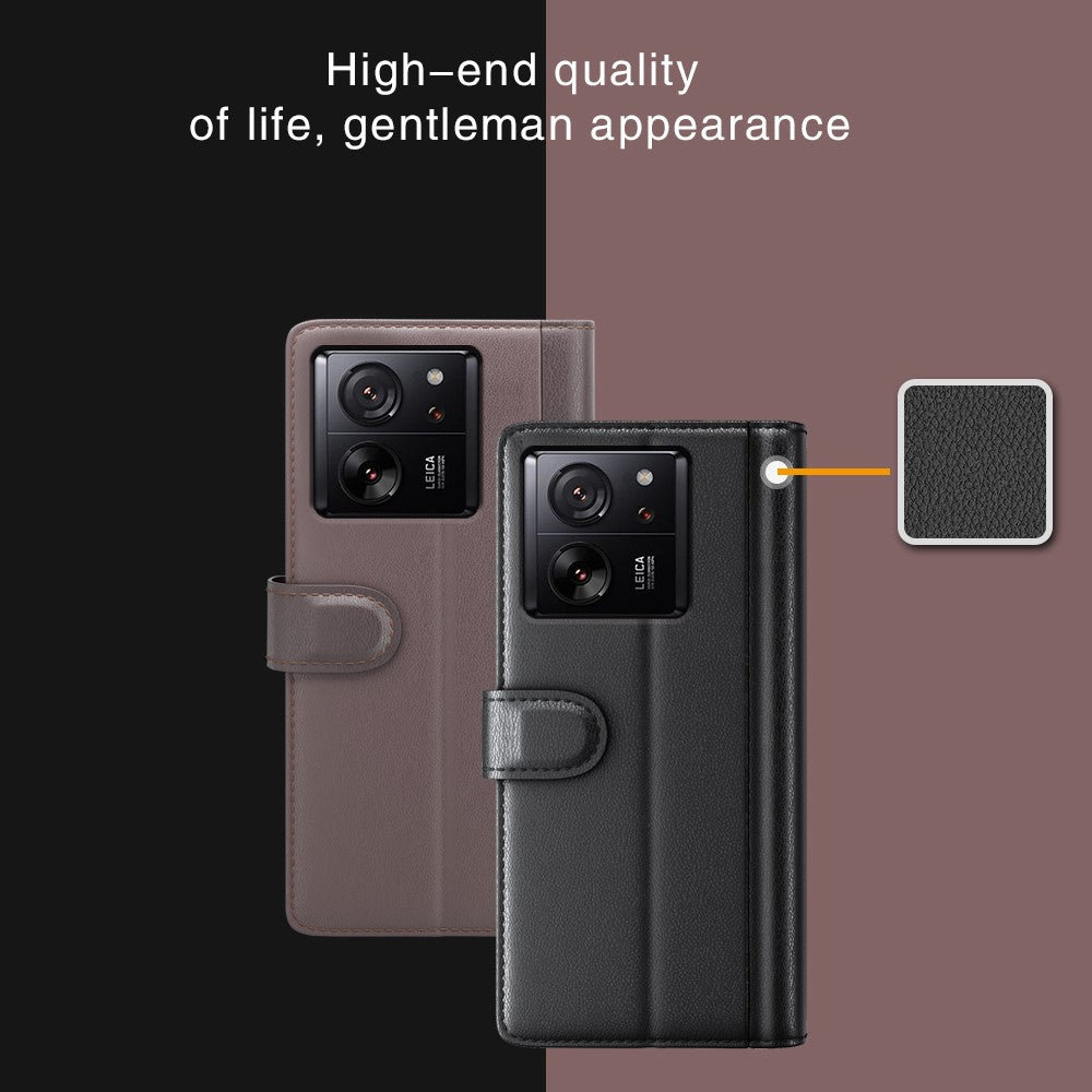 For Xiaomi 13T / 13T Pro / Redmi K60 Ultra Case Genuine Split Leather Phone Cover with Wallet Stand