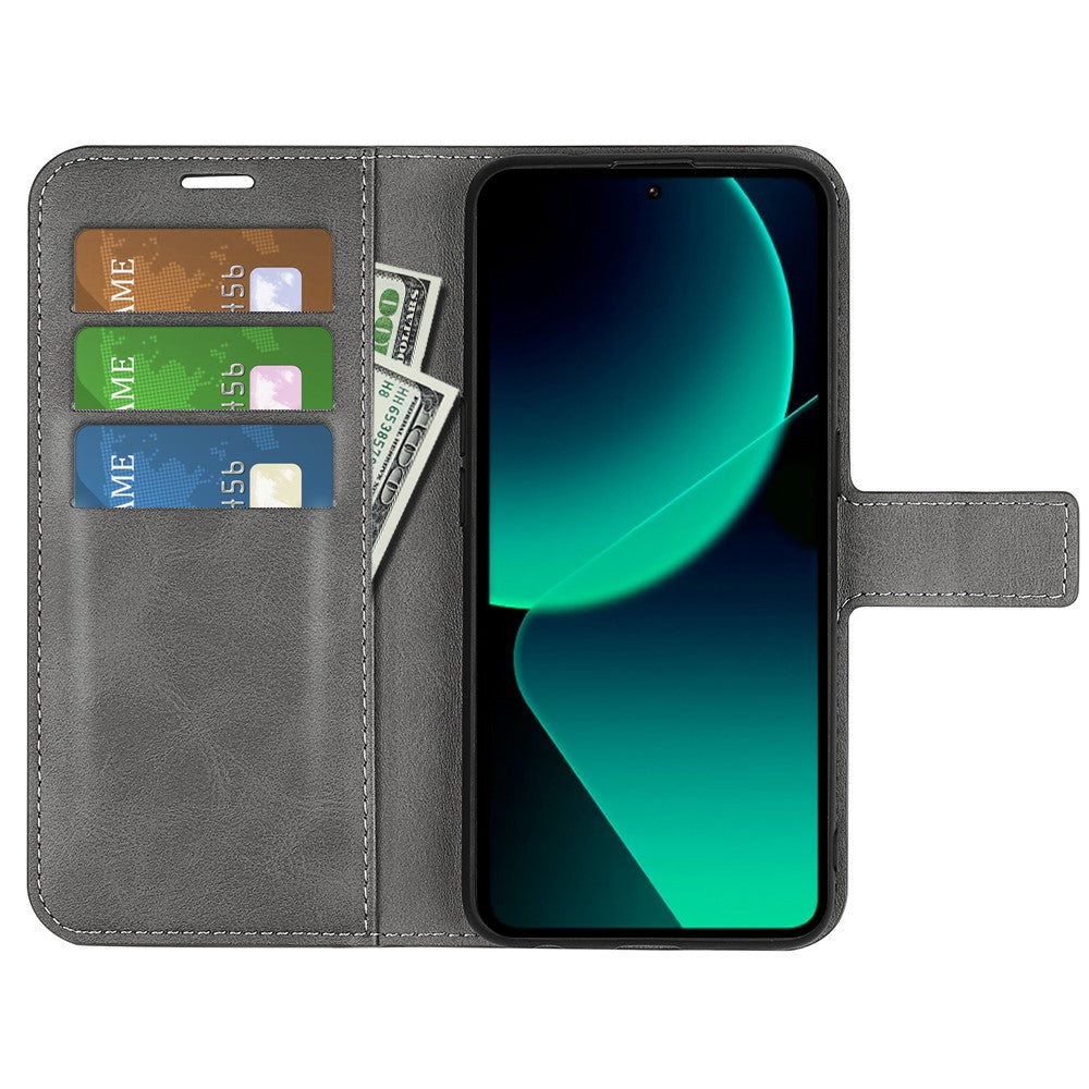 For Xiaomi 13T / 13T Pro Magnetic Closure Cover Wallet Stand PU Leather Case Calf Texture Anti-scratch Phone Shell