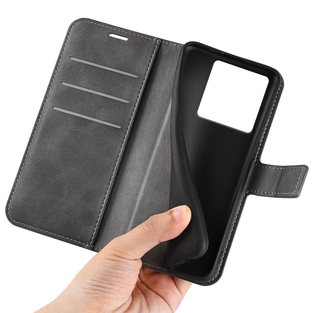 For Xiaomi 13T / 13T Pro Magnetic Closure Cover Wallet Stand PU Leather Case Calf Texture Anti-scratch Phone Shell