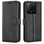 For Xiaomi 13T / 13T Pro Magnetic Closure Cover Wallet Stand PU Leather Case Calf Texture Anti-scratch Phone Shell