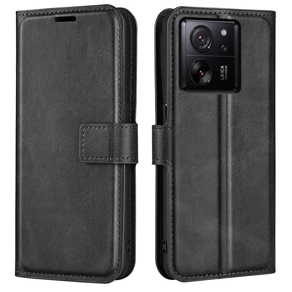 For Xiaomi 13T / 13T Pro Magnetic Closure Cover Wallet Stand PU Leather Case Calf Texture Anti-scratch Phone Shell