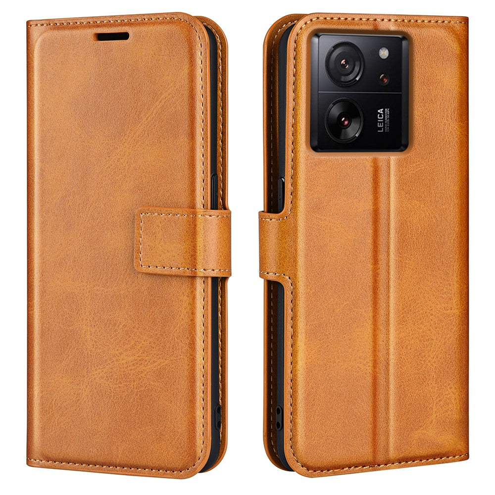 For Xiaomi 13T / 13T Pro Magnetic Closure Cover Wallet Stand PU Leather Case Calf Texture Anti-scratch Phone Shell