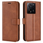 For Xiaomi 13T / 13T Pro Magnetic Closure Cover Wallet Stand PU Leather Case Calf Texture Anti-scratch Phone Shell