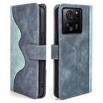 For Xiaomi 13T / 13T Pro Dual-color Splicing Phone Case PU Leather+TPU Wallet Stand Shock-absorbing Cover