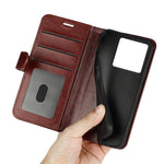 Xiaomi 13T / 13T Pro / Redmi K60 Ultra PU-läder mobilmobilskal Crazy Horse Texture Viewer Stand plånboksfodral