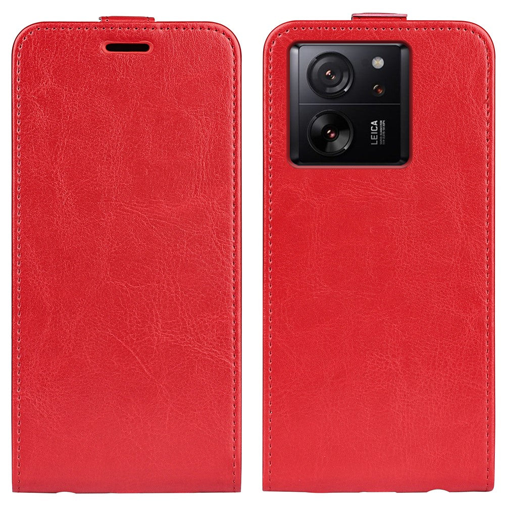 For Xiaomi 13T / 13T Pro / Redmi K60 Ultra Vertical Flip Card Holder Phone Shell Crazy Horse Texture Cover Leather Case
