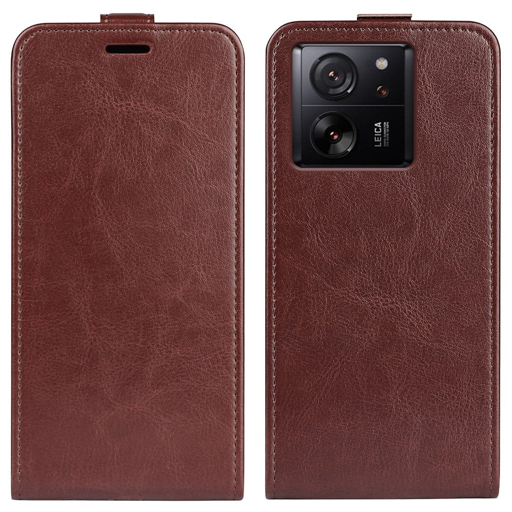 For Xiaomi 13T / 13T Pro / Redmi K60 Ultra Vertical Flip Card Holder Phone Shell Crazy Horse Texture Cover Leather Case