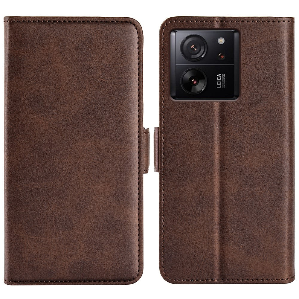 Xiaomi 13T / 13T Pro Fallskydd Kalvtextur mobilskal Läder Plånboksfodral med Stativ Flipfodral
