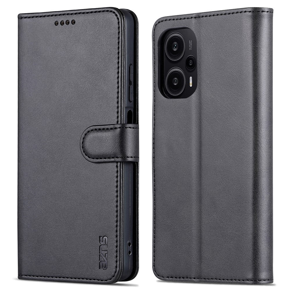 AZNS För Xiaomi Redmi Note 12 Turbo / Poco F5 5G Läderfodral med fallskydd, fällbart stativ, plånboksfodral
