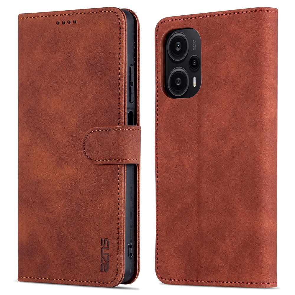 AZNS För Xiaomi Redmi Note 12 Turbo / Poco F5 5G Läderfodral med fallskydd, fällbart stativ, plånboksfodral