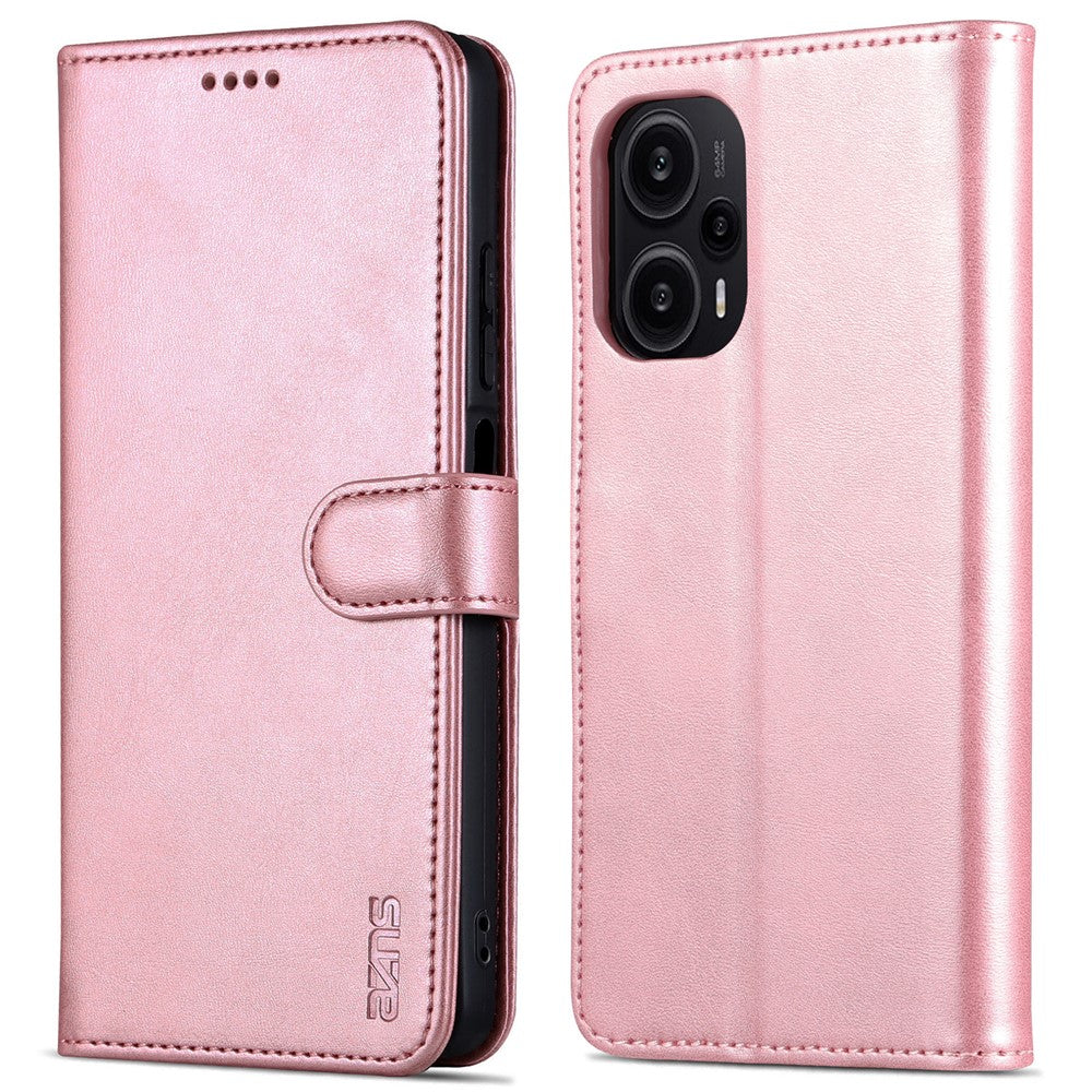 AZNS För Xiaomi Redmi Note 12 Turbo / Poco F5 5G Läderfodral med fallskydd, fällbart stativ, plånboksfodral