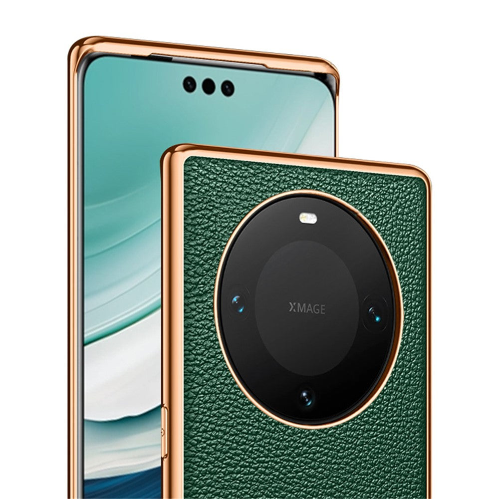 SULADA For Huawei Mate 60 Electroplating Litchi Texture Cover PU Leather Coated PC+TPU Phone Case