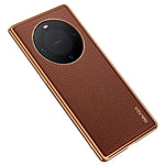 SULADA For Huawei Mate 60 Electroplating Litchi Texture Cover PU Leather Coated PC+TPU Phone Case