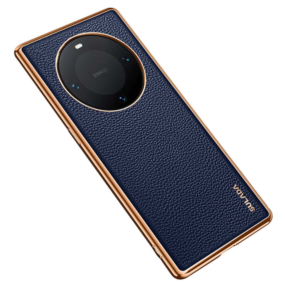 SULADA For Huawei Mate 60 Electroplating Litchi Texture Cover PU Leather Coated PC+TPU Phone Case