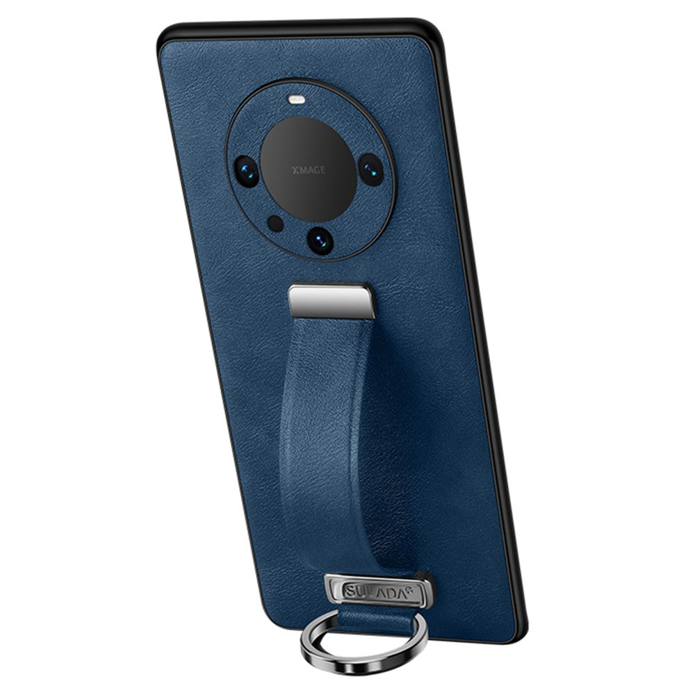 SULADA Fashion Series for Huawei Mate 60 Pro / 60 Pro+ Retractable Strap Kickstand Cover Leather+PC+TPU Phone Case