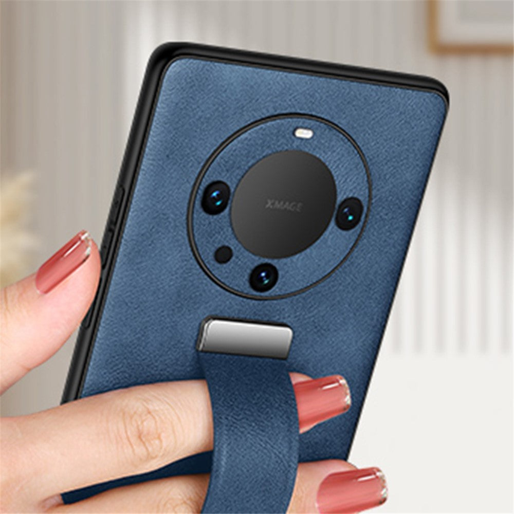 SULADA Fashion Series for Huawei Mate 60 Pro / 60 Pro+ Retractable Strap Kickstand Cover Leather+PC+TPU Phone Case
