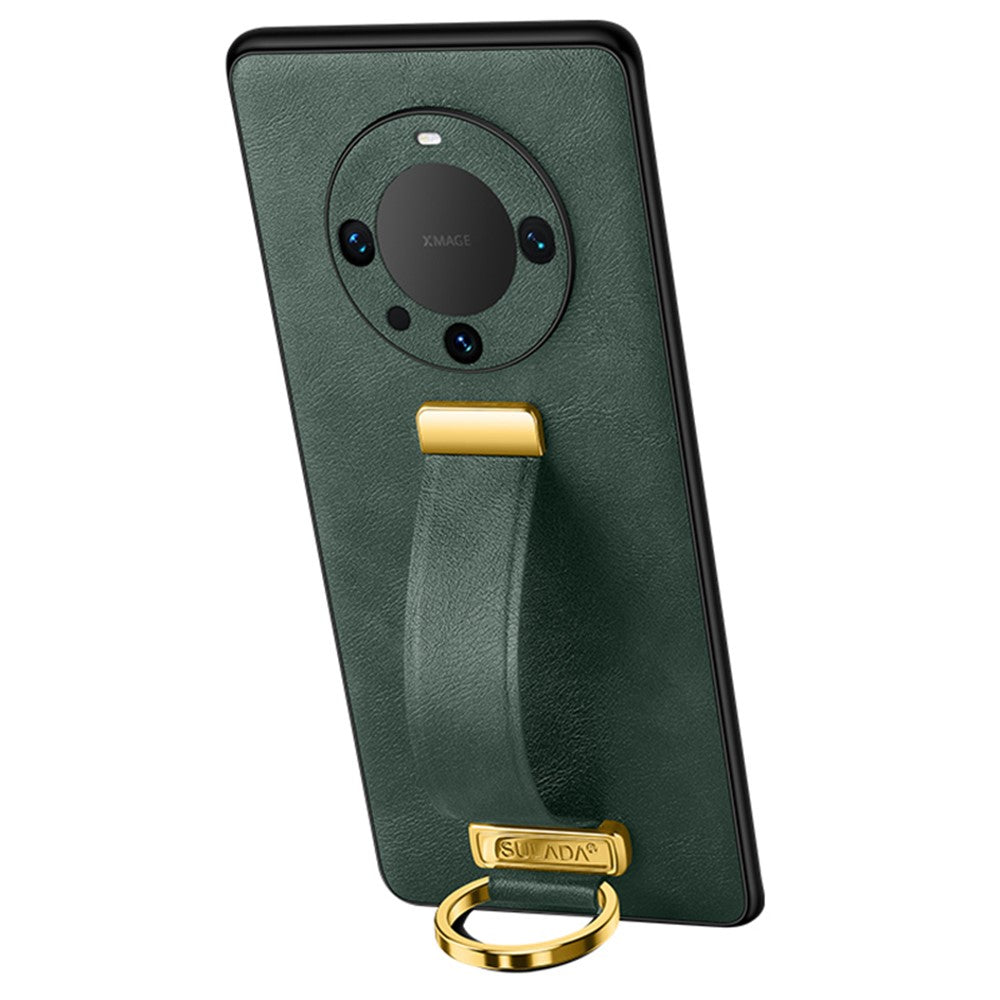 SULADA Fashion Series for Huawei Mate 60 Pro / 60 Pro+ Retractable Strap Kickstand Cover Leather+PC+TPU Phone Case