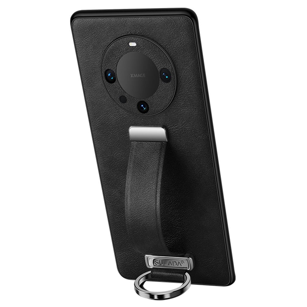 SULADA Fashion Series for Huawei Mate 60 Pro / 60 Pro+ Retractable Strap Kickstand Cover Leather+PC+TPU Phone Case
