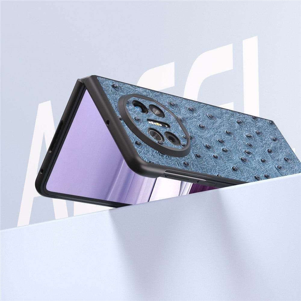 ABEEL For Huawei Mate X5 Case Genuine Cow Leather+TPU+PC Ostrich Texture Folding Phone Cover