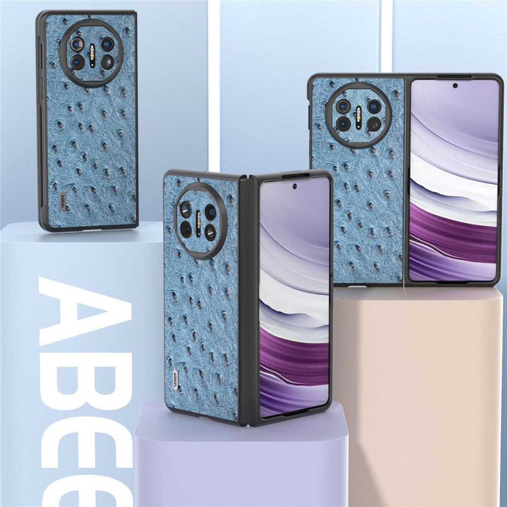 ABEEL For Huawei Mate X5 Case Genuine Cow Leather+TPU+PC Ostrich Texture Folding Phone Cover
