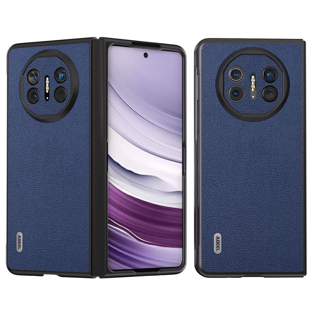 ABEEL For Huawei Mate X5 Case Genuine Cow Leather+TPU+PC Litchi Texture Phone Cover