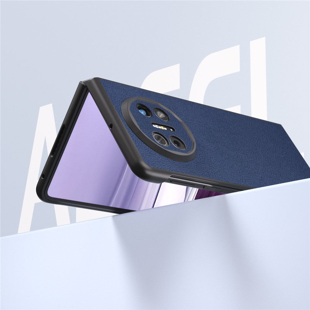 ABEEL For Huawei Mate X5 Case Genuine Cow Leather+TPU+PC Litchi Texture Phone Cover