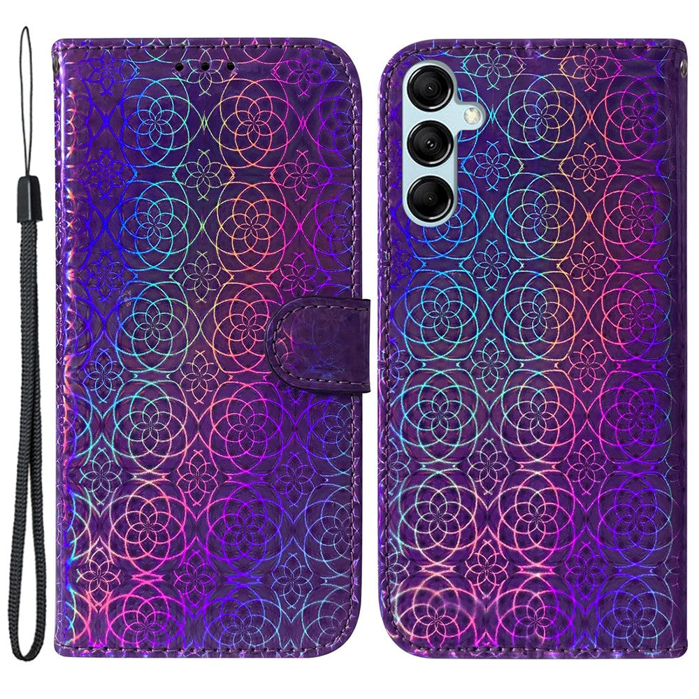 For Samsung Galaxy M34 5G / F34 5G Dazzling Flower Pattern PU Leather Wallet Stand Cover Phone Case