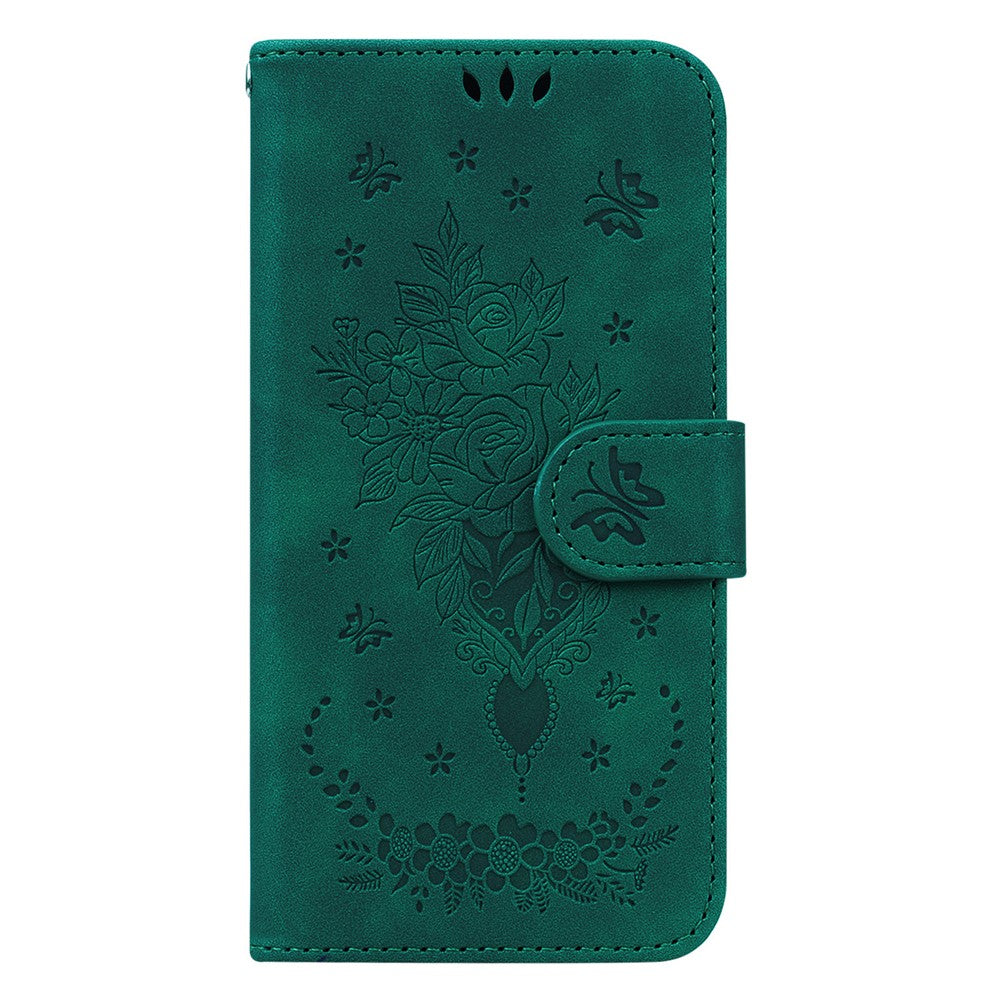 Tegnebogsfodral i læder med rosen- og sommerfugletryk til Samsung Galaxy M34 5G / F34 5G