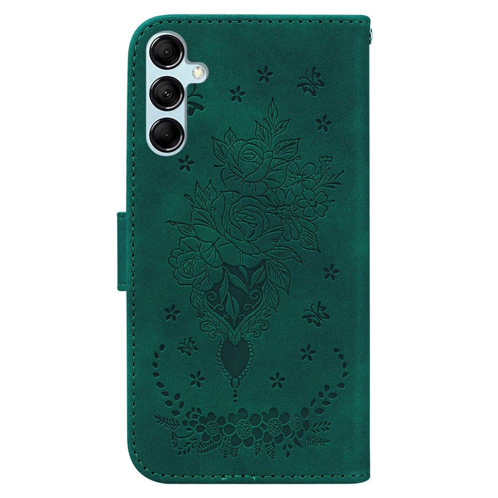 Tegnebogsfodral i læder med rosen- og sommerfugletryk til Samsung Galaxy M34 5G / F34 5G