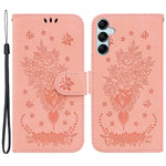 Tegnebogsfodral i læder med rosen- og sommerfugletryk til Samsung Galaxy M34 5G / F34 5G