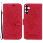 Tegnebogsfodral i læder med rosen- og sommerfugletryk til Samsung Galaxy M34 5G / F34 5G