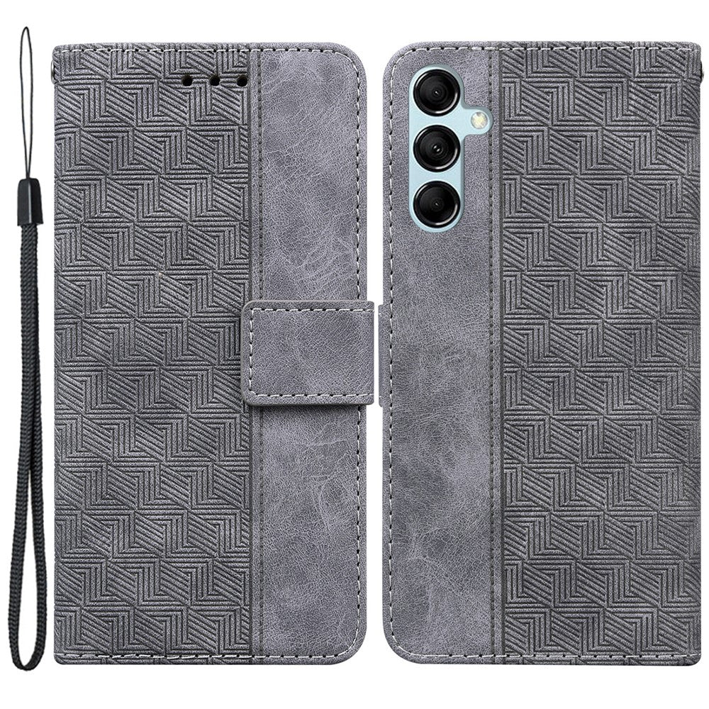 Phone Cover for Samsung Galaxy M34 5G / F34 5G , Wallet Stand PU Leather Geometry Imprinted Case