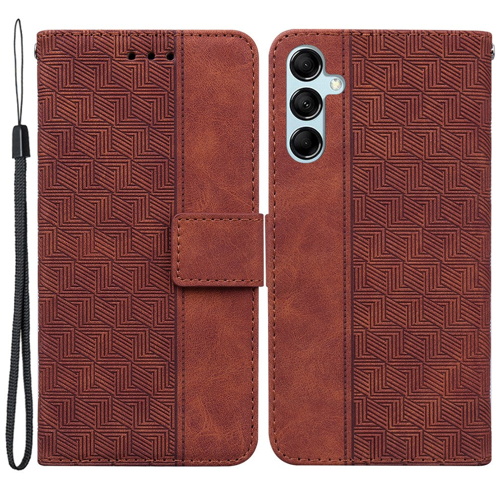 Phone Cover for Samsung Galaxy M34 5G / F34 5G , Wallet Stand PU Leather Geometry Imprinted Case