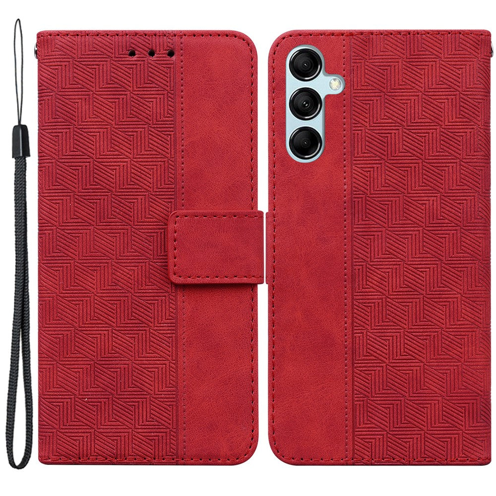 Phone Cover for Samsung Galaxy M34 5G / F34 5G , Wallet Stand PU Leather Geometry Imprinted Case