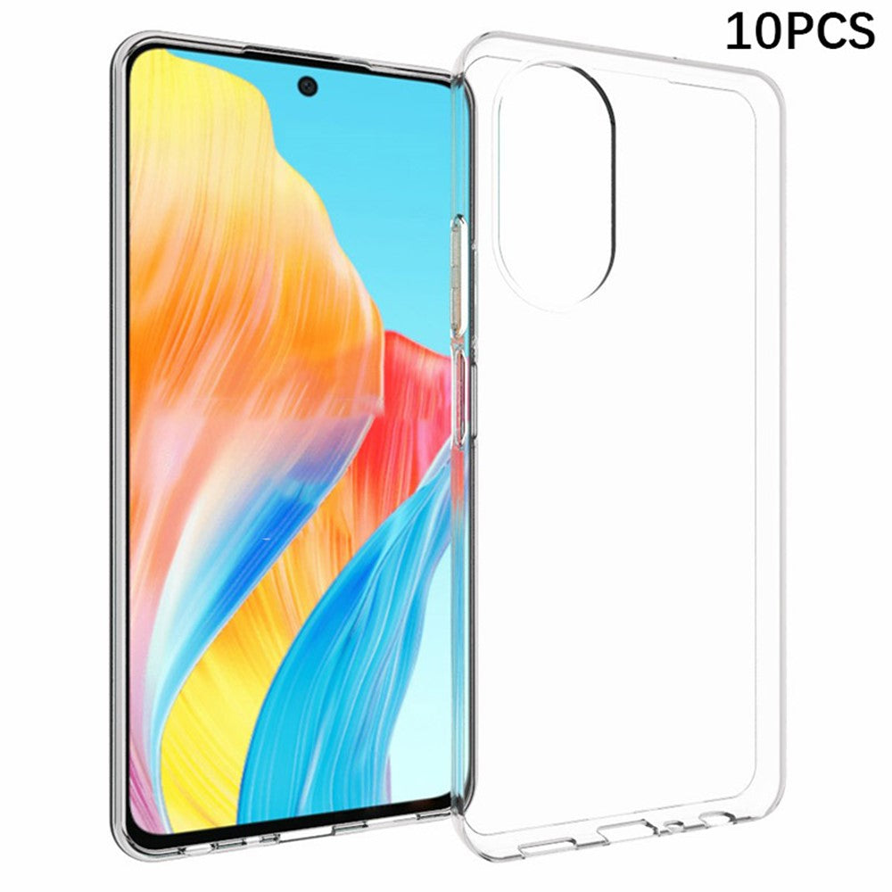 10 st/förpackning mobilmobilfodral för Oppo A58 4G smartphonefodral invändigt vattenstämpelfritt mjukt TPU genomskinligt skal