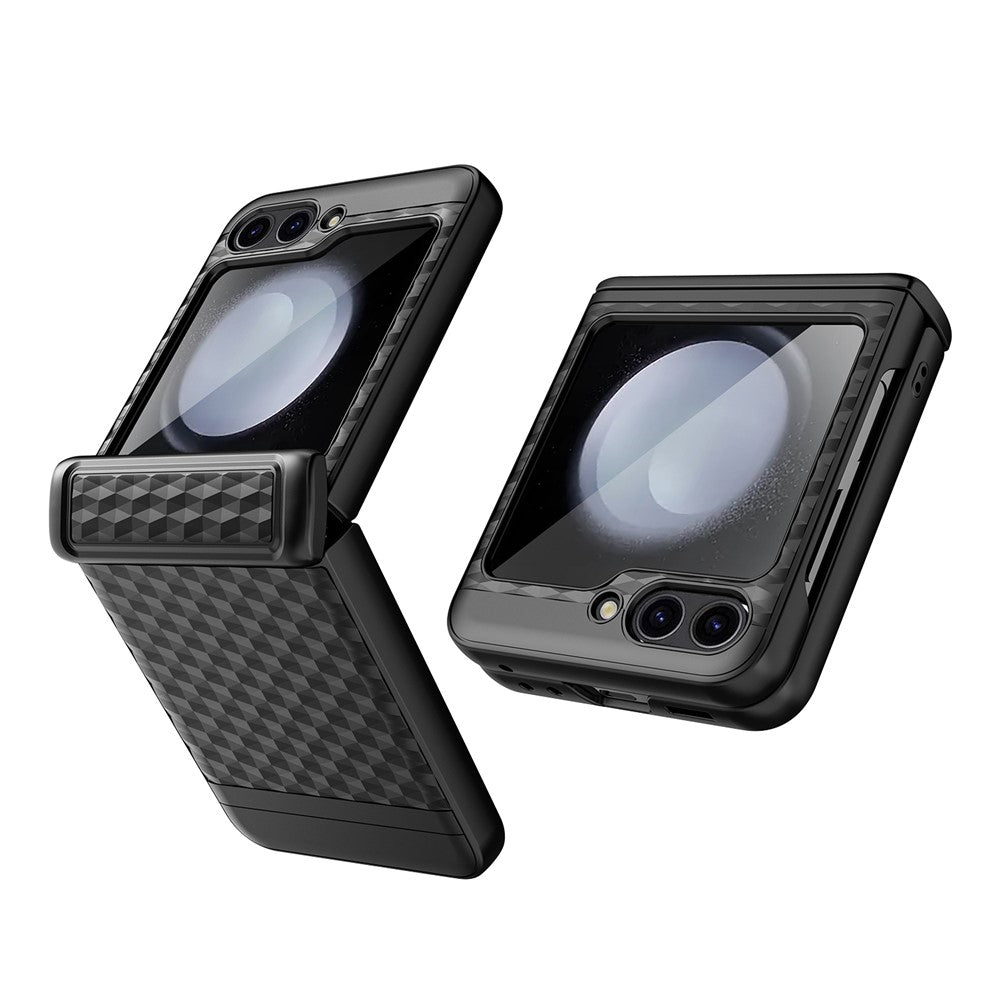 For Samsung Galaxy Z Flip5 5G Case Magnetic Spring Link Hinge Phone Cover with Tempered Glass Screen Film