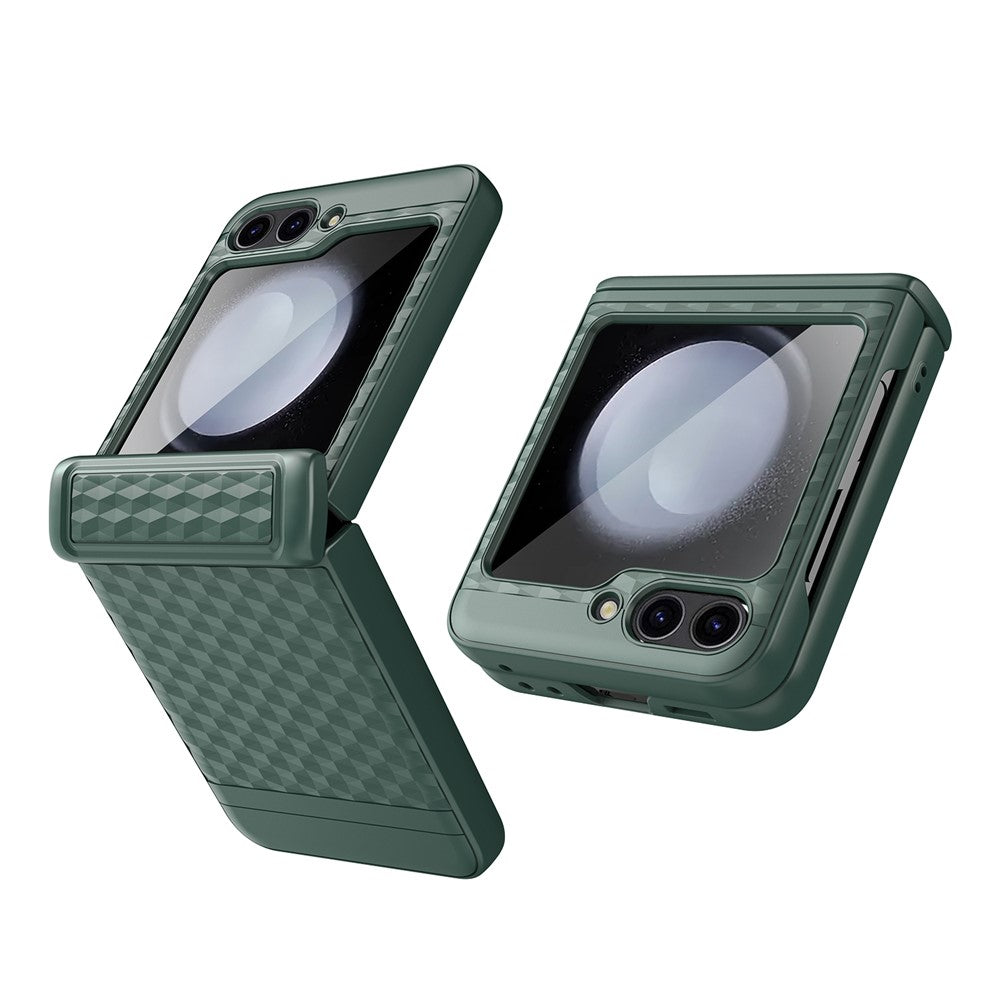 For Samsung Galaxy Z Flip5 5G Case Magnetic Spring Link Hinge Phone Cover with Tempered Glass Screen Film