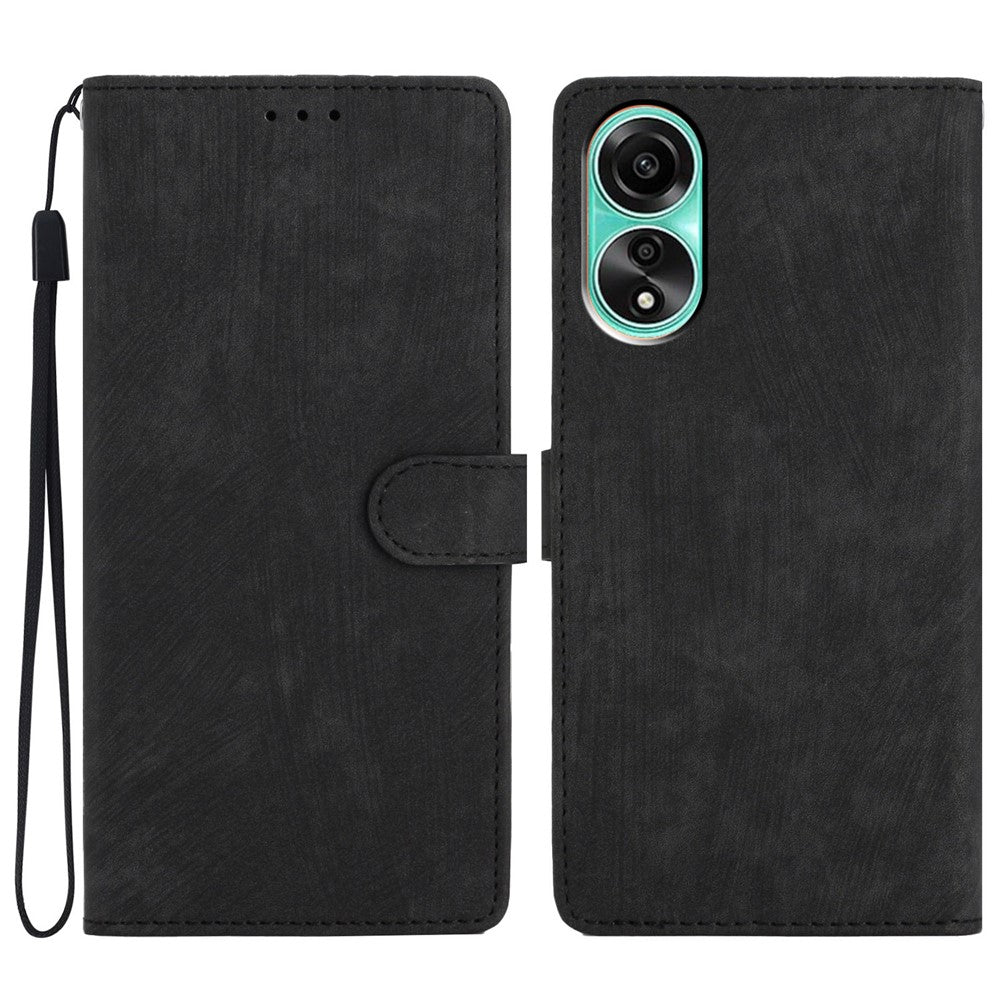 For Oppo A38 4G Case Skin-touch Leather Wallet Cover Solid Color Phone Shell